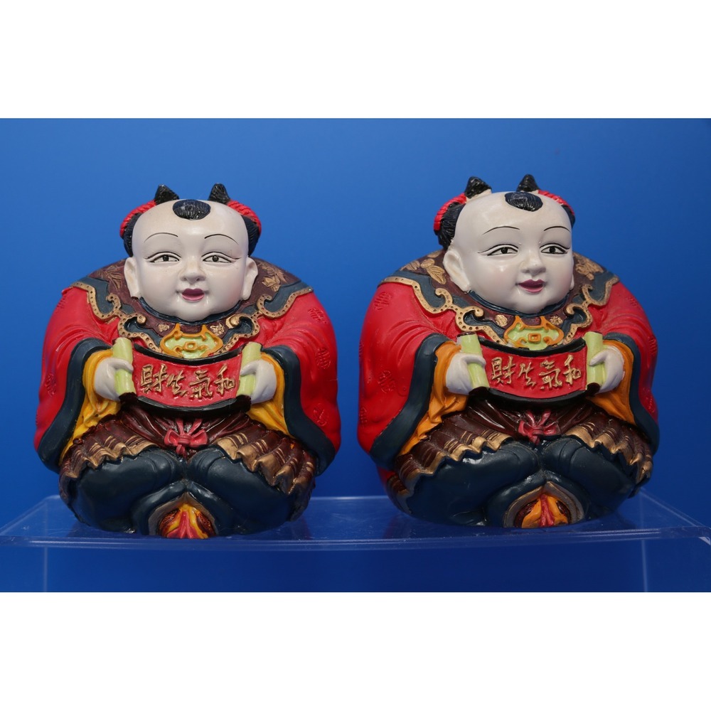 Unbranded Chinese Lucky Child Figurine Set Red Good Good Fair Vintage Decor